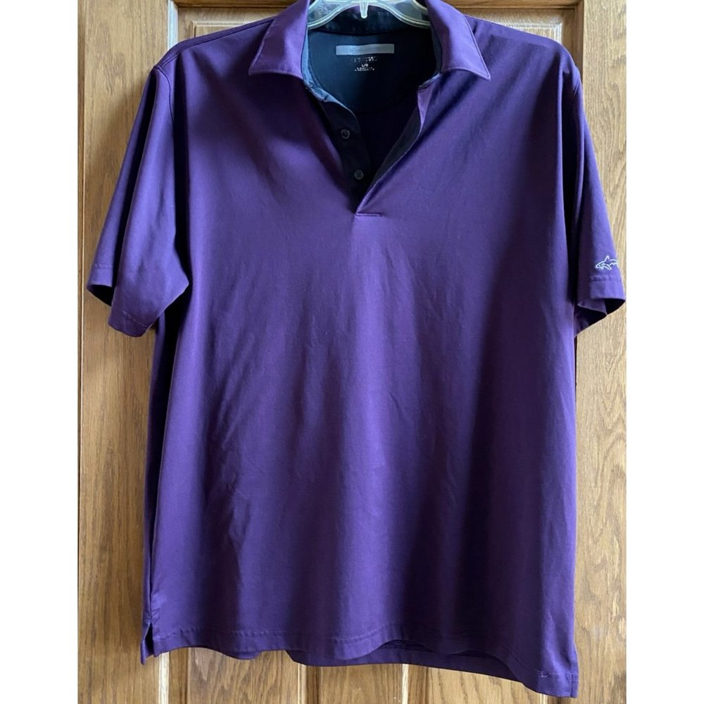 Greg Norman Play Dry Purple/Black Stretch Men's Size Large Golf Polo